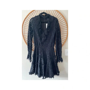 NWT Alexis Catalina Black Lace All Over Mini Choker Dress Small